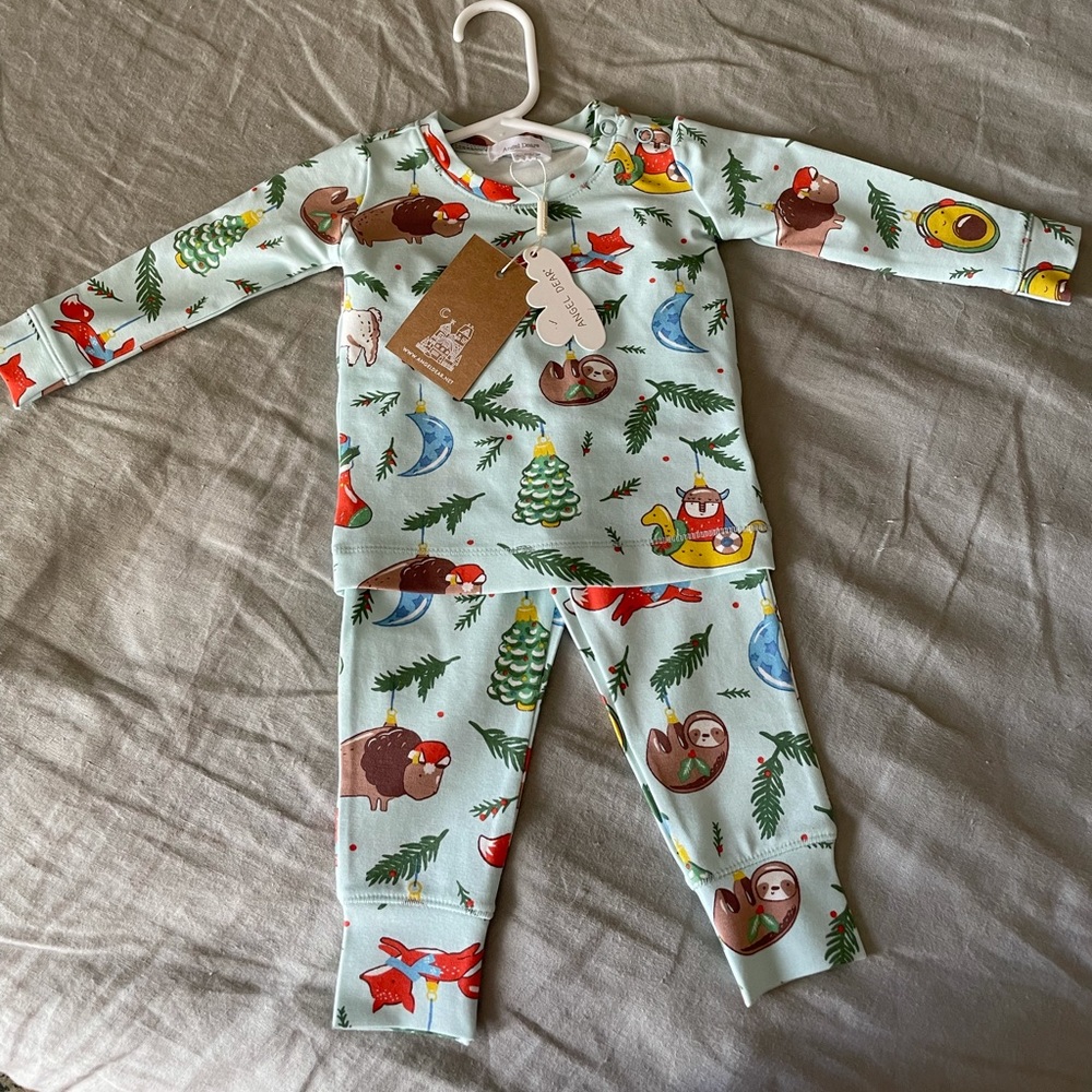 Angel Dear 6-12 month Christmas/Holiday two piece pajama set